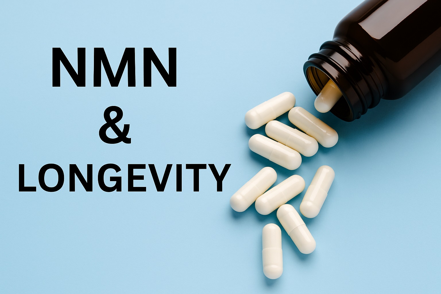 NMN en longevity infographic – NAD⁺, energie en veroudering